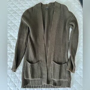 Express Green Ribbed Knit Cardigan Sweater